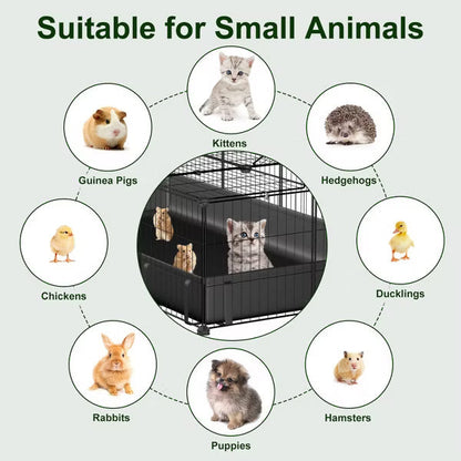 47x24x12" Guinea Pig Cage Small Animal Playpen DIY Metal Pet Enclosure with 20 Panels Waterproof Floor Mat for Hedgehogs Chickens Ducklings Rabbits