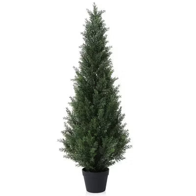 4FT Artificial Cedar Topiary Trees for Indoor and Outdoor UV Protection Christmas Trees for Home Decor Set of 1