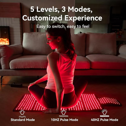 Morfone 660nm 850nm Red Light Therapy Mat Premium Leather Body Therapy Blanket Adjustable Timer