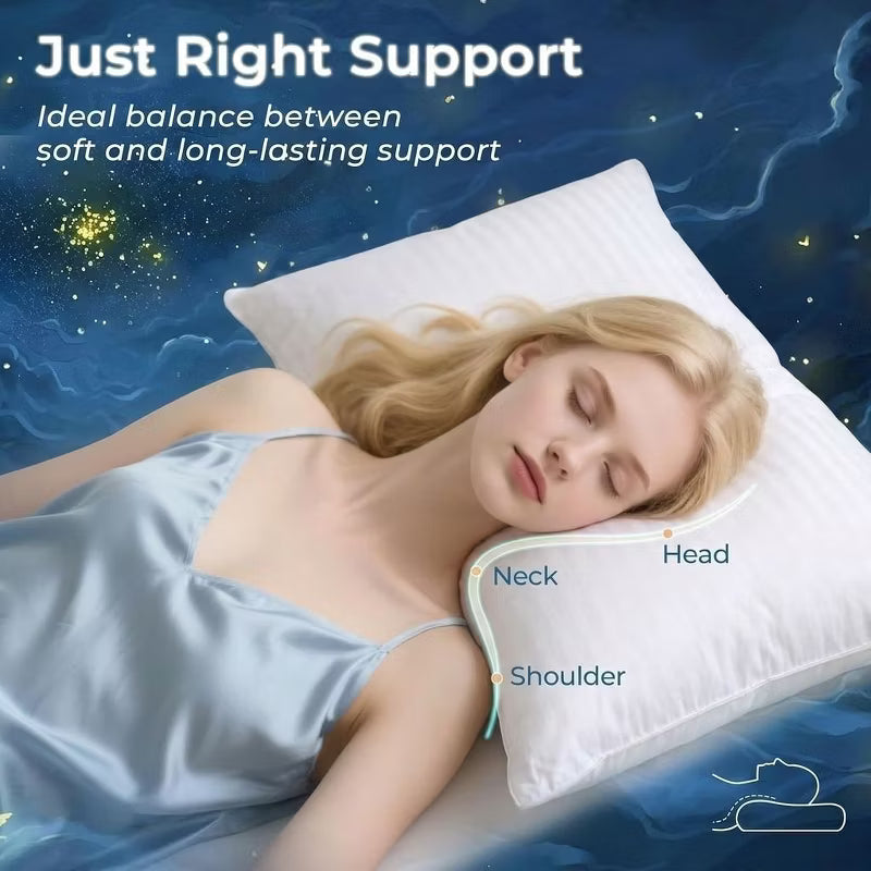 Bed Pillows,Hotel Collection Bed Pillows Standard Size Set of 2 Pillows for Side and Back Sleepers, Soft Down Alternative Microfiber Filled Pillows