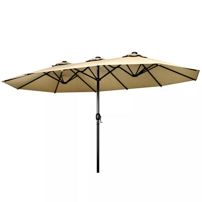 Sevobal Patio Umbrellas Double Sided Twin Outdoor Market Umbrella Extra Large with Crank Handle for Deck, Lawn, Backyard, Brown, 181.1“*106.2"*94.5"