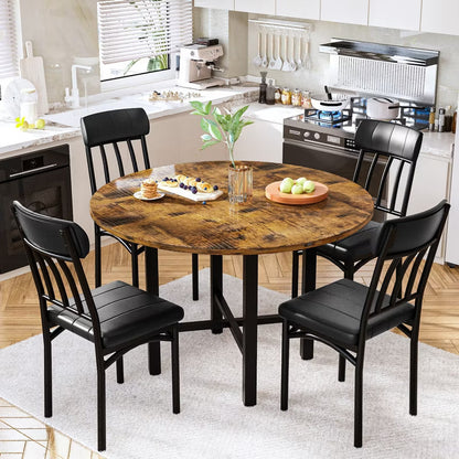 Hooseng 5-Piece Kitchen Table Chairs Set, Dining Table Set for 4, Rounded Dining Room Table set with Four Chairs for Small Spaces