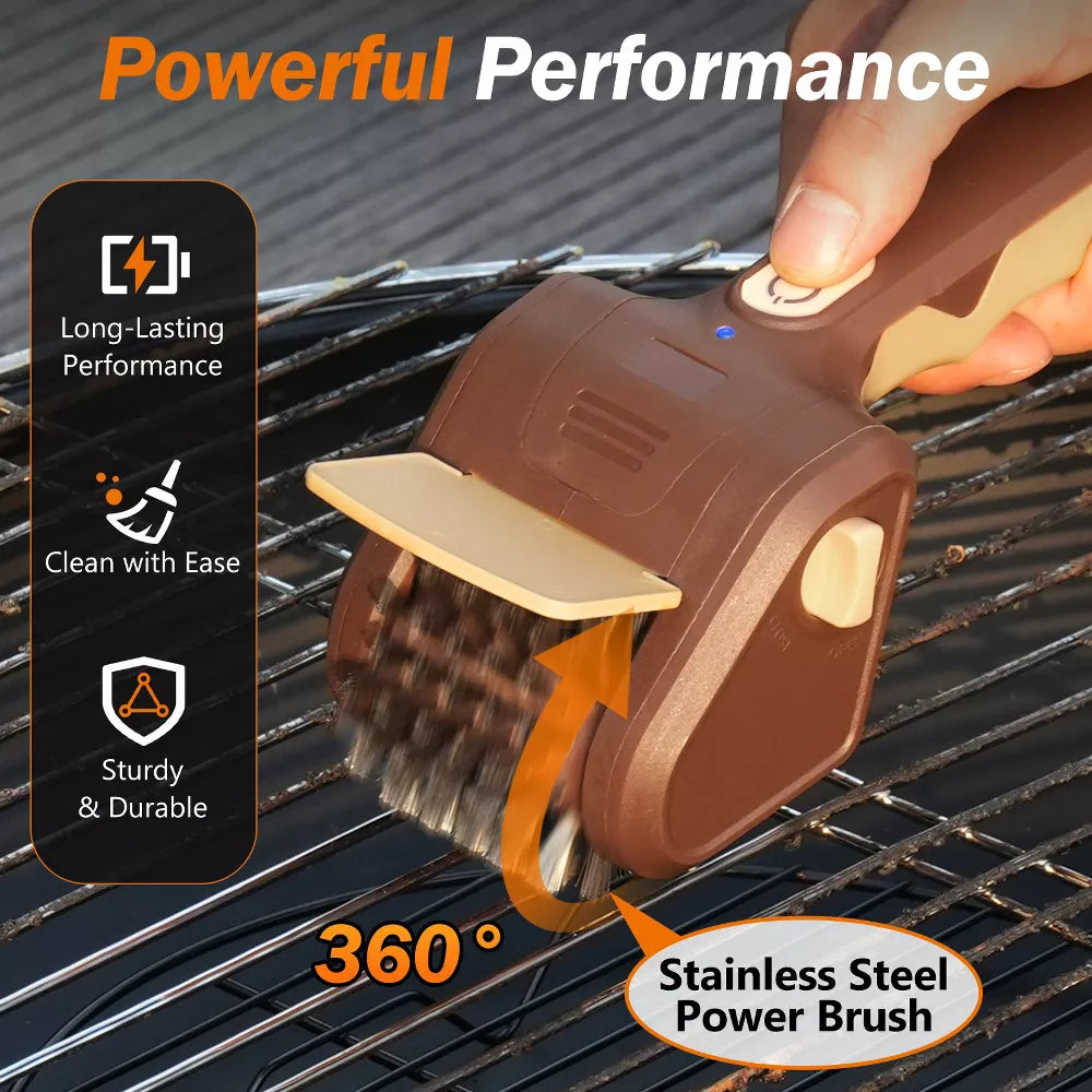 BBQ Grill Brush for Outdoor Grill, Cordless Electric Grill Cleaner, Rechargeable Grill Cleaning Stainless Steel Brush