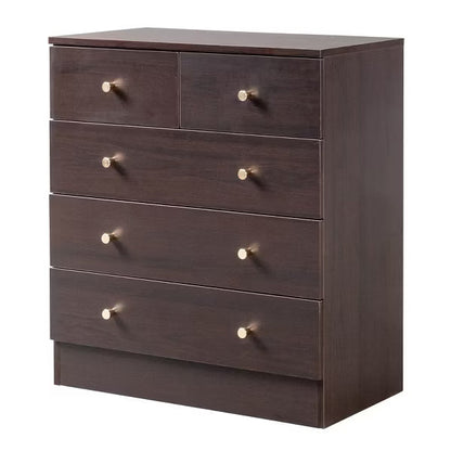 Resenkos 5 Drawer Dresser with Gold Handle, Nursery Dresser Chest Of Drawers Organizer,