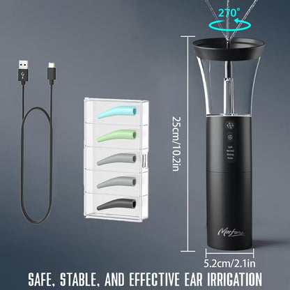 Morfone Ear Wax Remover, operated with one hand, with 4 modes, IPX6 waterproof rating, and 5 nozzle ear cleaner. A household ear cleaner.