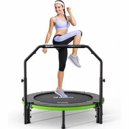 BCAN 48" Foldable Mini Trampoline,Rebounder Trampoline for Adults Workout,Adjustable Foam Handle,Max 440lbs