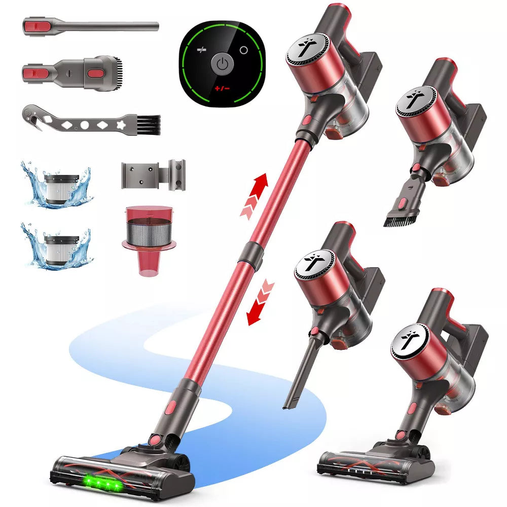 Teendow Cordless Vacuum Cleaner for Home, 50KPa Lightweight Stick Vacuum with 300W Brushless Motor, Self-Standing Vacuum for Hardwood Floors, Carpet