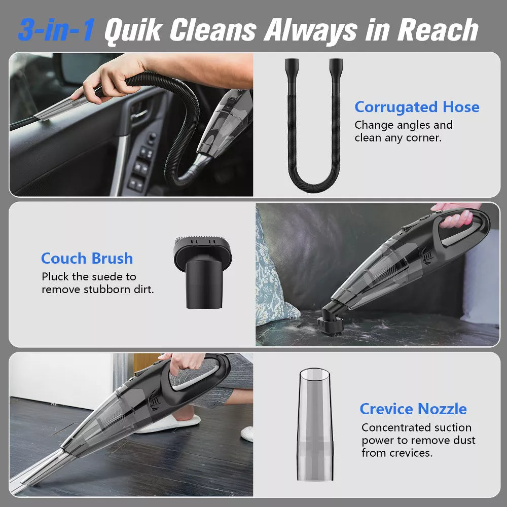 Teendow Handheld Vacuum Cordless Rechargeable,Mini Car Vacuum Cleaner with LED Light, HEPA, 1.65LBs Lightweight Vacuum Cleaner for Car/Home/Pet Hair