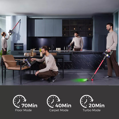 Cordless Vacuum Cleaner, 48kPa Powerful Stick Vacuum,Lightweight Upright for Home Hard Floor Carpet Pet Hair