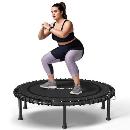 BCAN 450LBS Foldable Mini Trampoline, 40"/48" Adult Fitness Trampoline with Durable Bungees, Great Mini Rebounder for Indoor/Garden Workout