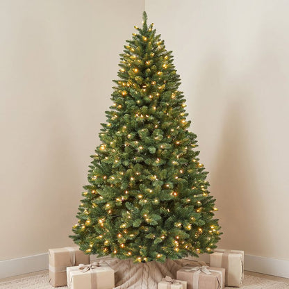 VIVATREES 6ft 7.5ft Prelit Artificial Christmas Tree with Hinged Branches Metal Stand Realistic Xmas for Holiday Decor Green