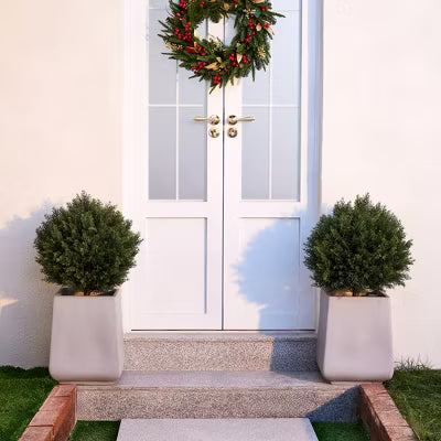 DR.Planzen 16/20” Artificial Cedar Tree Shrub, UV Resistant Faux Plant with Ground Spike, Artificial Cypress Topiary Tree for Indoor & Outdoor Décor