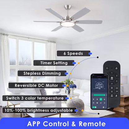 52 Inch Ceiling Fan with Light and Remote