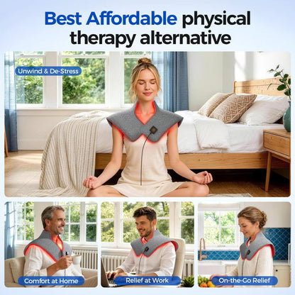 FED FITNESS Red Light Therapy Pad for Neck Shoulder, 660nm & 850nm Dual Wavelength and Soft Comfy Fabric Light Pad, 3 Adjustable Brightness Levels