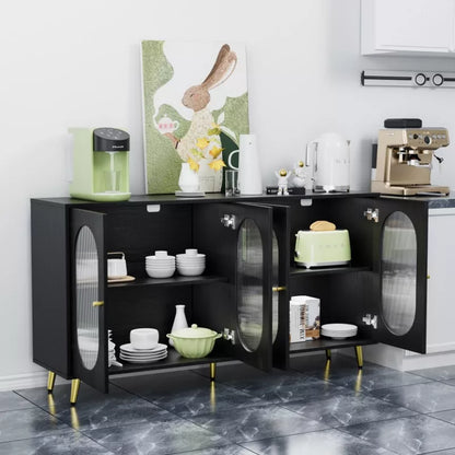 Hooseng Sideboard Buffet Cabinet, Modern Sideboard Cabinet with Acrylic Doors and Two Storage Shelves, Modern Sideboard for Dining Room