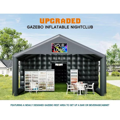 AMERLIFE Inflatable Nightclub Tent, Black Portable Gazebo with Dual Doors, Logo Panel