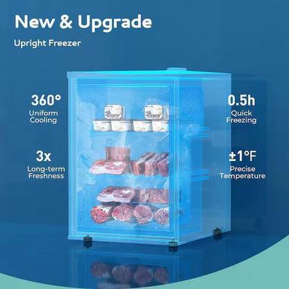 EUHOMY 2.1 Cu.Ft Compact Upright Freezer- Adjustable Temperature Control- Reversible Door- Silver
