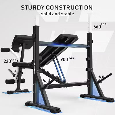 FLYBIRD Standard Weight Bench with Preacher Curl, Leg Developer