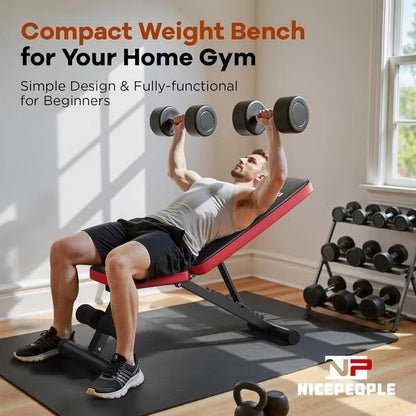FLYBIRD Basic Adjustable Weight Bench for Home Gym, Foldable Workout Bench with 8 Backrests, 660LBS Weight Capacity