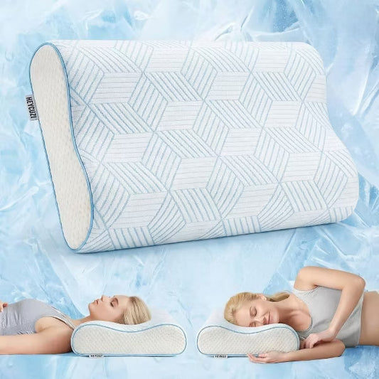 4-Layer Pillow for Neck Relief - Adjustable Memory Foam Pillow for Sleeping Time, Ergonomically Designed Pillow for Back & Side Sleepers, Queen Size