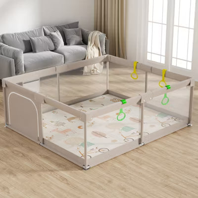 Fodoss Baby Playpen with Mat ，59 x71 In Playpen for Babies and Toddlers, Indoor & Outdoor Activity Center, Safety Baby Fence