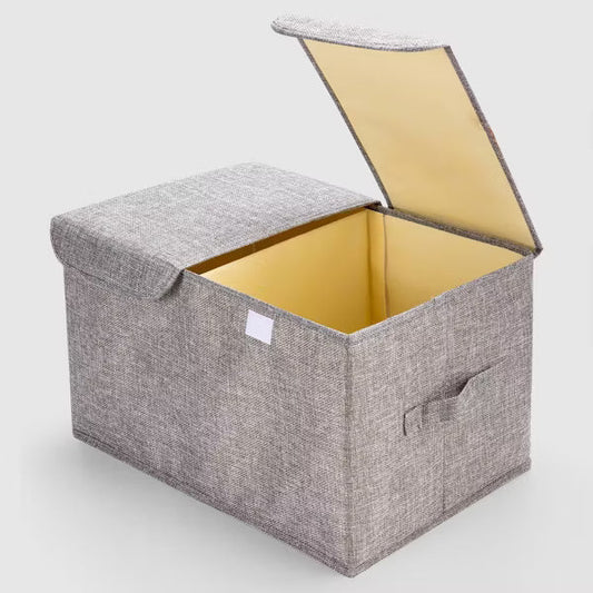VUSIGN 12''X16.8'' Wardrobe Flip-Top Storage Box with Dual Lid Large Dark Gray