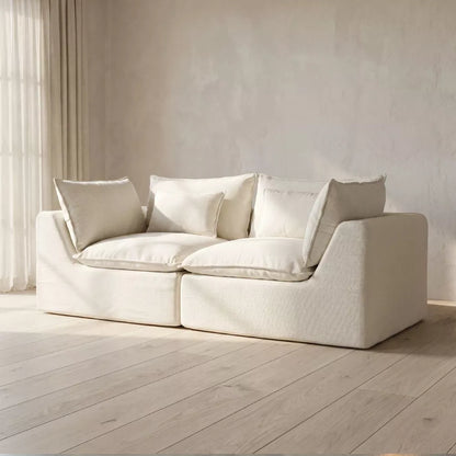 74.8" Modular Sectional Sofa,Cloud Dorm Couch Loveseat Sofa, Deep Seat Washable Waffle Fabric Sofa with Throw Pillows for Living Room Apartment
