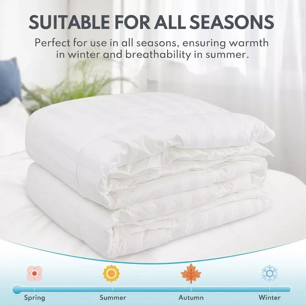 Feathers Down Comforter King All Season Hotel Duvet Insert Ultra Soft, Breathable Bedding Alternative Down Comforter with Corner Tabs White