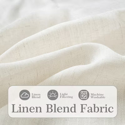 DriftAway Semi Sheer Scalloped Edge White Coastal Beach Window Curtains for Living Room Bedroom 2 Panels Rod Pocket Linen Loden Green 52X96