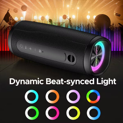VEATOOL Wireless Portable Bluetooth Speaker: IPX7 Waterproof, 30H Playtime, 30W Bass, BT5.4, LED Lights, TWS Pairing | Home/Party/Outdoor
