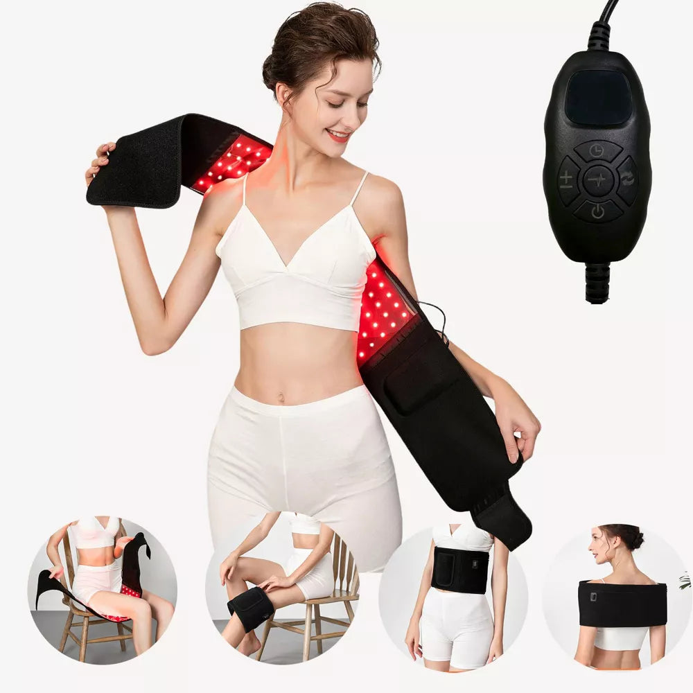 Morfone Red Light Therapy Heating Belt for Pain Relief 850nm Infrared Light Therapy Wrap