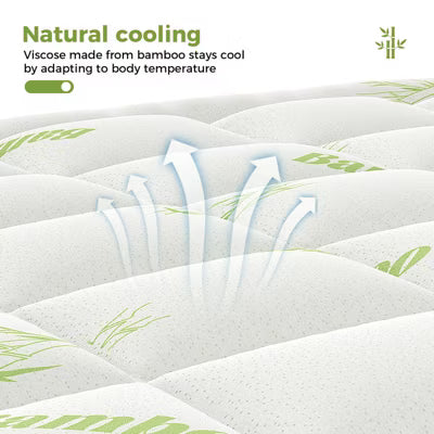 ELJGET Ultra-Soft Bamboo Mattress Topper Queen, Cooling Breathable Mattress Protector with Deep Pockets for 8–16" Mattresses, Machine Washable