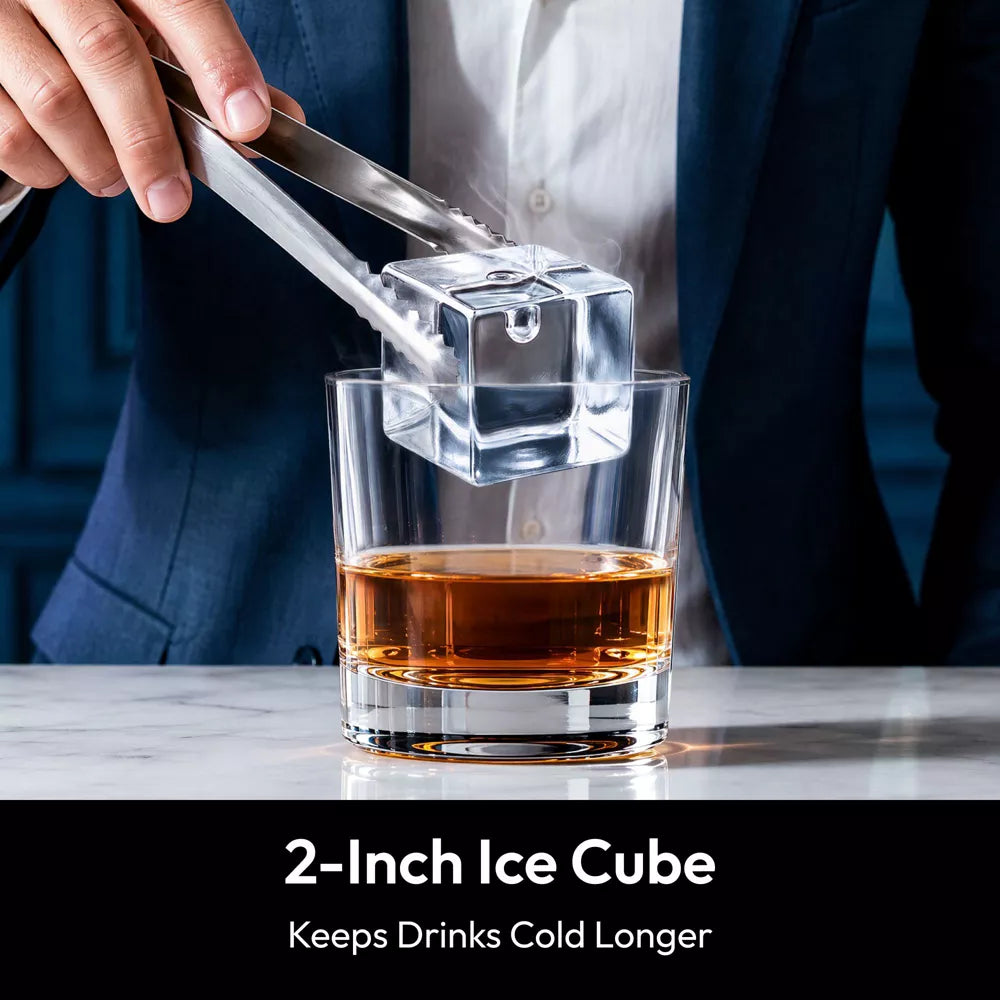 EUHOMY Clear Ice Cube Maker Countertop, 2‑Inch Large Crystal Ice Cube, Dual Modes, App Smart Control & Self‑Cleaning, Black‑Gold