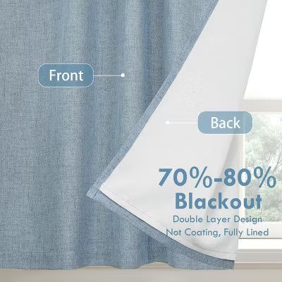 DriftAway Double Layer Linen Blackout Tie Up Curtains Thermal Insulated Balloon Roman Shade Light Linen 31X47