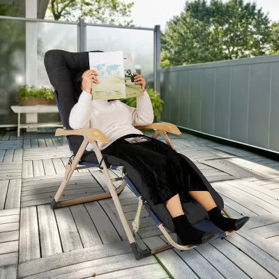 67 x 22 Inch Machine-Washable Chaise Lounge Cushion with Soft Filling, 3 Pairs of Ties and Top Sleeve for a Secure, Comfortable Fit - Standard - Black