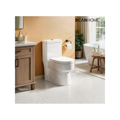 KOLIGEY Compact One Piece Toilet With Soft-Close Seat Lid, High-Efficiency 1.2/1.8 GPF Dual Flush, Dirt-Resistant Glazed, Space-Saving Design