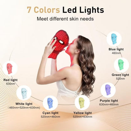Morfone 7 Color LED Adjustable Brightness Wireless Charging Facial Light Therapy Mask White