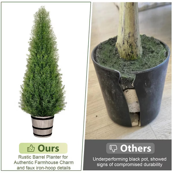 4 ft 2 Pack Artificial Cedar Tree with Planter Faux Topiary Cedar Plants Realistic Potted Plants for Home Porch Office Decor Faux Pine Tree