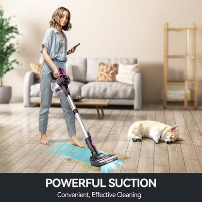 INSE N5T Cordless Vacuum Cleaner, 12Kpa 145W Lightweight Powerful Suction Cordless Stick Vacuum Up to 45 Mins Runtime Red