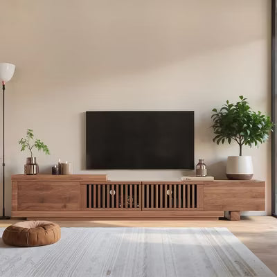 Gaoyangjiaju Modern Walnut TV Console for 75+ Inch Screen – Extendable