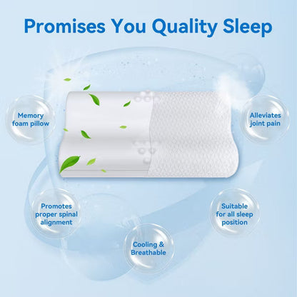 Neck pillow, 3-layer memory foam neck pillow for neck pain, cool and breathable, adjustable sandwich pillow