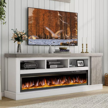 75" TV Stand with 60" Glass Electric Fireplace