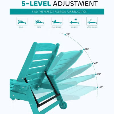 HYLEORY HDPE 5-Level Adjustment Outdoor Leisure Lounge Chair