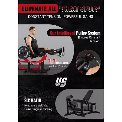 Mikolo Leg Extension and Curl Machine, Adjustable Leg Curl Machine, Seated Leg Extension and Lying Curl Machine for Home Gym, Red