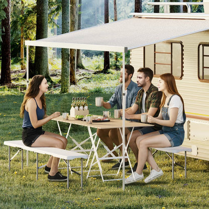 Garvee 6FT Folding Bench, Plastic Portable Bench Seat with Carry Handle & Lock for Indoor/Outdoor Activities, Picnic, Camping, Sporting Events