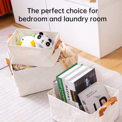 VUSIGN 2pk Non-Woven Storage Basket with Handle Medium Light Beige