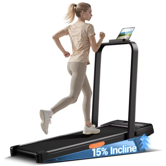 15 Incline 4-in-1 Walking Pad Treadmill, Foldable Under Desk Treadmill for Home & Office, Quiet 2.5 HP Motor (deep black)