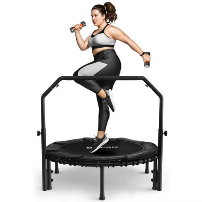 BCAN 550LBS Mini Rebounder Trampoline for Adults with Bar, Indoor/Outdoor Fitness Trampoline with Bungees, Whole-Body Workout & Relaxation at Home