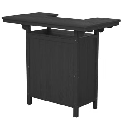 Hyleory Outdoor HDPE Bar Table with Storage Shelves and Glass Holder – Weather-Resistant Patio Entertainment Station