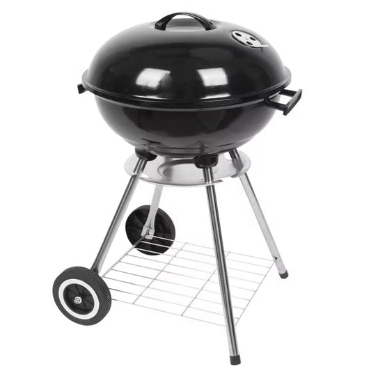 Karl Home 18 in. Apple Charcoal Grill in Black with Wheels Portable Kettle Barbecue Grill with Stand